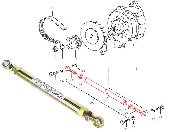 PORSCHE 944 968 alternatore Tenditore Regolabile Bar//Asta 1986-1995
